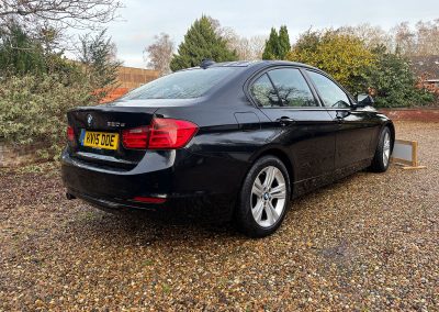 2015 BMW 320D Sport in black with alloy wheels, photographed at SJ Bennington Car Sales Norwich.