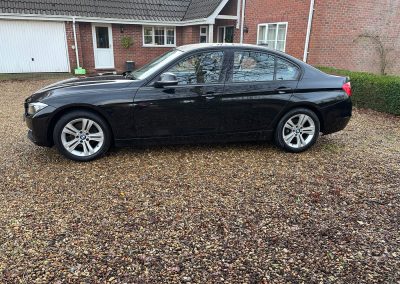 2015 BMW 320D Sport in black with alloy wheels, photographed at SJ Bennington Car Sales Norwich.
