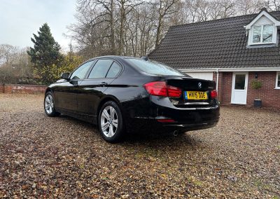 2015 BMW 320D Sport in black with alloy wheels, photographed at SJ Bennington Car Sales Norwich.
