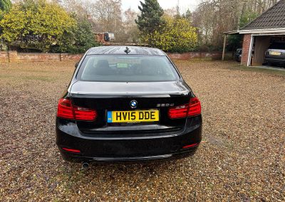 2015 BMW 320D Sport in black with alloy wheels, photographed at SJ Bennington Car Sales Norwich.