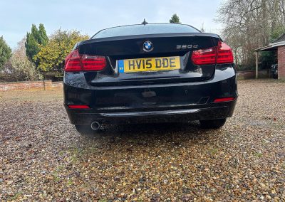 2015 BMW 320D Sport in black with alloy wheels, photographed at SJ Bennington Car Sales Norwich.